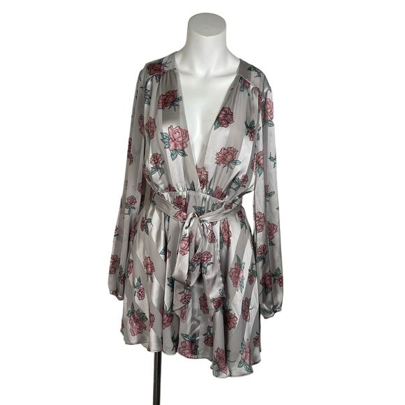 Lover's + Friends Ivy Dress Women's Small in Garden Floral Deep V Belted Mini - Picture 1 of 7